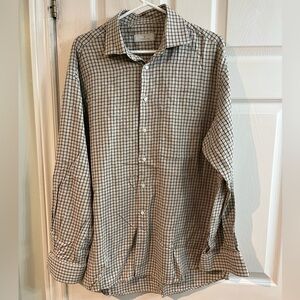 Blue/cream Check patterned shirt by Ermenegildo Zegna size 17